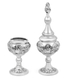 Sterling Silver Havdalah Set Spice Box and Candle Holder - Floral Design
