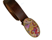 Woman's Belt with Colorful Paisley Design Buckle by Iris Design