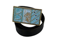 Woman's Belt with Turquoise Flower Design Buckle by Iris Design