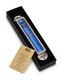 Iris Design Handcrafted Pewter and Enamel Beaded Mezuzah Case, Blue - Star of David