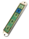 Iris Design Handcrafted Pewter Enamel Mezuzah Case - Oriental Design