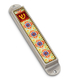 Iris Design Handmade Pewter Enamel Beaded Mezuzah Case - Flowers