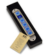 Iris Design Handcrafted Pewter & Enamel Beaded Mezuzah Case - Blue Flowers