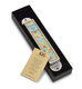 Iris Design Handcrafted Pewter & Enamel Beaded Mezuzah Case - Golden Swirls