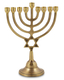 Antique Gold Classic Chanukah Menorah with Star of David, For Candles - 9 Inches