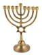 Antique Gold Classic Chanukah Menorah with Star of David, For Candles - 9 Inches