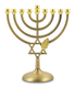 Copper Color Chanukah Menorah, Star of David and Leaf Design - 7 Inches
