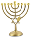 Copper Color Chanukah Menorah, Star of David and Leaf Design - 7 Inches