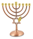 Bronze Color Chanukah Menorah with Star of David and Leaf Design - 7 Inches