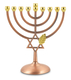 Bronze Color Chanukah Menorah with Star of David and Leaf Design - 7 Inches