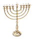 Extra Large Gold Color Chanukah Menorah with Decorative Aladdin Lamp - 22 Inches