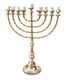 Extra Large Gold Color Chanukah Menorah with Decorative Aladdin Lamp - 22 Inches
