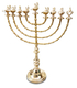 Extra Large Gold Color Chanukah Menorah with Decorative Aladdin Lamp - 22 Inches