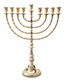 Extra Large Gold Brass Chanukah Menorah, Beaded Design - 22 Inches