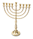 Extra Large Gold Brass Chanukah Menorah, Beaded Design - 22 Inches
