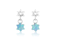 Sterling Silver Dangle Earrings - Star of David and Blue Opal Stone