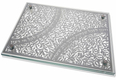 Dorit Judaica Tempered Glass Challah Board, Pomegranates - Hebrew Prayer Words