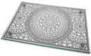 Dorit Judaica Tempered Glass Challah Board, Flowerburst Theme - Shabbat Words