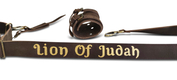 Personalized Genuine Leather Shoulder Strap, Custom Text - For Carrying Kudu Horn Yemenite Shofar