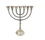 Seven Branch Menorah, Pewter Covered Brass with Decorative Branches - 10