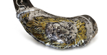 Decorative Rams Horn Shofar, Gold and Silver - Raised Lion of Judah Image