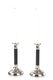 Stainless Steel Silver Candlesticks, Black Stem and Smooth Surface - Small