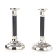 Stainless Steel Silver Candlesticks, Black Stem and Smooth Surface - Small