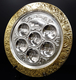 Silver Plated Circular Seder Plate - Ornate Gold Frame