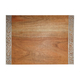 Yair Emanuel Grained Wood Challah Board with Decorative Metal Cutout Border