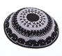 Hand Knitted Premium DMC Cotton Kippah - Gray and Black Design