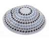 Hand Knitted Premium DMC Cotton Kippah - Gray and Black Design