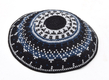 Hand Knitted Premium DMC Cotton Kippah - Black and Gray Stripes