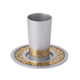 Yair Emanuel Kiddush Cup and Plate, Copper and Aluminum - Jerusalem Design