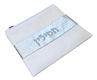 Off-White Faux Leather Tallit and Tefillin Bag  Glittering Silver Embroidery