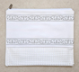 Faux Leather Off-White Tallit and Tefillin Bag Set - Silver Embroidered Bands
