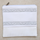 Faux Leather Off-White Tallit and Tefillin Bag Set - Silver Embroidered Bands