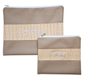 Faux Leather Tallit and Tefillin Bag Set, Two-Tone Taupe  Crocodile Design