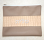Faux Leather Tallit and Tefillin Bag Set, Two-Tone Taupe  Crocodile Design