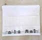 Tallit and Tefillin Bag, White Faux Leather  Silver and Gray Jerusalem Images