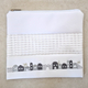 Tallit and Tefillin Bag, White Faux Leather  Silver and Gray Jerusalem Images
