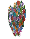 Yair Emanuel Heart Shape Wall Hanging - Double Layer Cutout Colorful Flowers