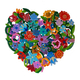 Yair Emanuel Heart Shape Wall Hanging - Double Layer Cutout Colorful Flowers