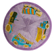 Yair Emanuel Kippah for Children  Embroidered Colorful Trucks on Lilac