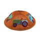 Yair Emanuel Kippah for Children  Embroidered Colored Trucks on Orange