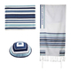 Yair Emanuel 3-Piece Tallit Set, Blue Stripes