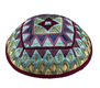 Yair Emanuel Tallit & Kippah & Bag Set, Embroidered Squares & Shapes - Colorful