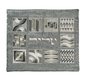 Yair Emanuel Tallit & Kippah & Bag Set, Embroidered Squares and Shapes - Silver