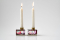 Graciela Noemi Handcrafted Transparent Resin Candlesticks - Deep Red