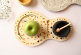 Graciela Noemi Handcrafted Apple Tray with Abstract Design and Black Honey Dish