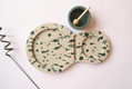 Graciela Noemi Handcrafted Apple Tray with Abstract Design and Green Honey Bowl